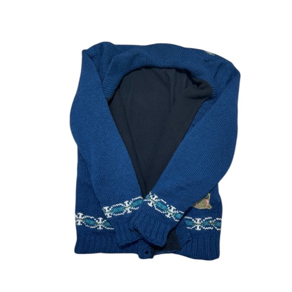 Lost Horizons Wool Peacock Handcrafted Sweater Jacket Womens L Fleece Lined Boho - Picture 9 of 12